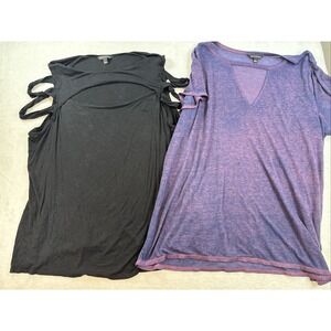 Women's Rock & Republic 3X Blouse Lot Of 2 Black Purple